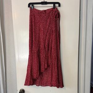 Reformation Red Printed Wrap Maxi Skirt